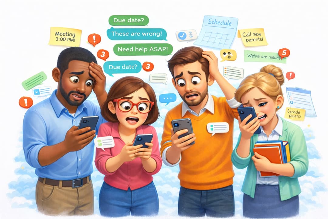 Common school communication challenges - lost messages, noisy group chats, and unreliable paper notices