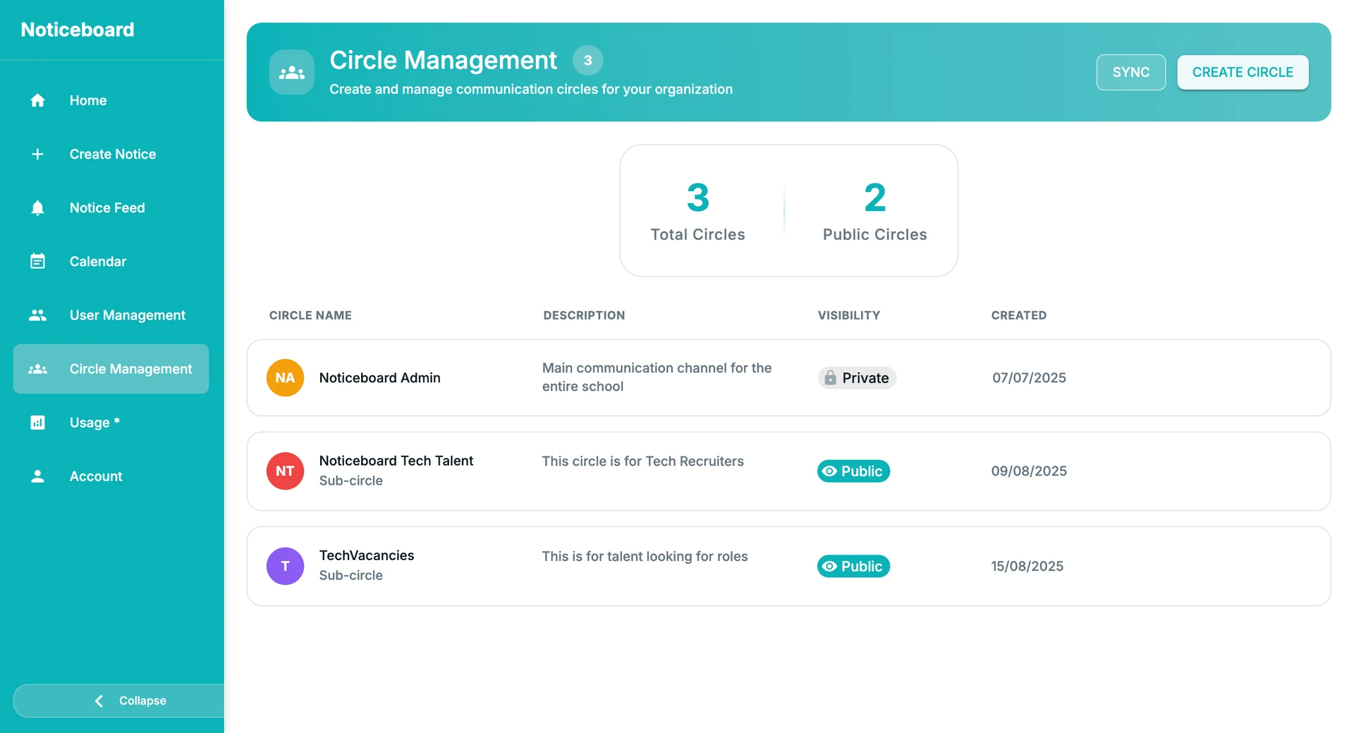 Circle Management